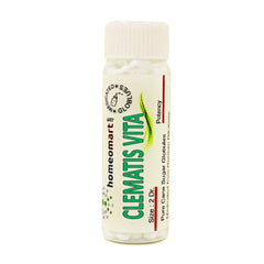 Close-up of Clematis Vitalba 200C potency label on packaging.