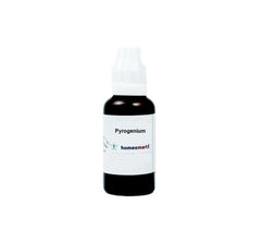 Homeomart Pyrogenium 1M bottle with dropper for easy at-home traditional dilutions.