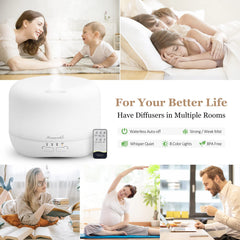 Homeweeks ultrasonic diffuser 500ml humidifier for improved air moisture