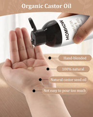 HOMHOW organic Jamaican black castor oil bottle for vitamin-rich hydration.