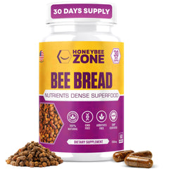HONEYBEEZONE Bee Bread Capsules bottle front for daily energy support
