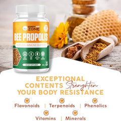 HoneyBeeZone capsules in hand illustrating easy-to-swallow format