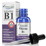 HoneyCombs Vitamin B1 Drops bottle ready to provide natural energy support
