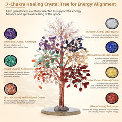 Hopeseed chakra crystal tree with seven colored beads balances energy visually.