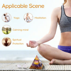 Hopeseed Orgone Pyramid golden leaf detail adds decorative energy vibes