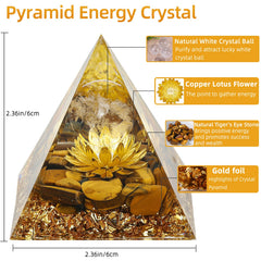 Hopeseed Orgone Pyramid with Tiger's Eye highlights wealth potential and motivation for daily tasks.