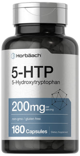 Horbäach 5HTP bottle label shown for easy daily routine use