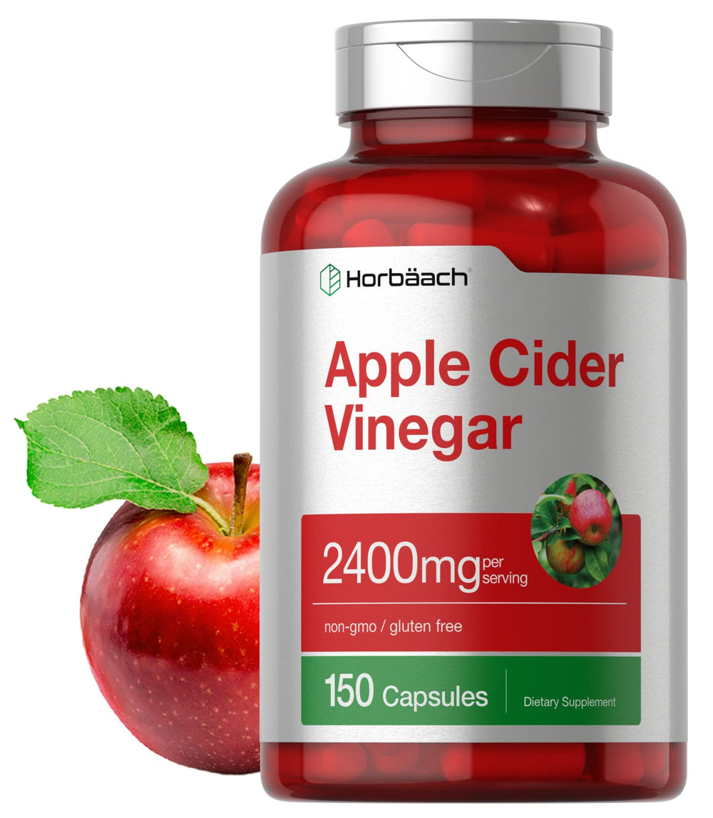 Horbäach Apple Cider Vinegar capsules bottle promotes daily wellness.