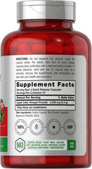 Horbäach Apple Cider Vinegar capsules closeup highlights 2,400 mg potency.