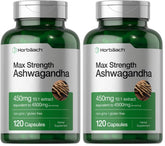 Horbäach Ashwagandha bottle top view for daily wellness support.