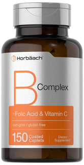 Horbaach B Complex Vitamins bottle front shows a complete B vitamin blend for daily vitality.