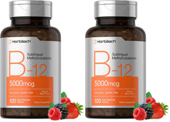 Horbäach B12 berry-flavored sublingual tablets two-pack for convenient daily use