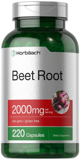 Horbäach Beet Root Powder Capsules bottle with 220 pills for daily use
