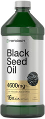 Horbäach Black Seed Oil bottle on shelf highlighting omega 6 and 9.