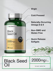Frasco Horbaach con etiqueta Nigella Sativa para confianza y conocimiento del producto.