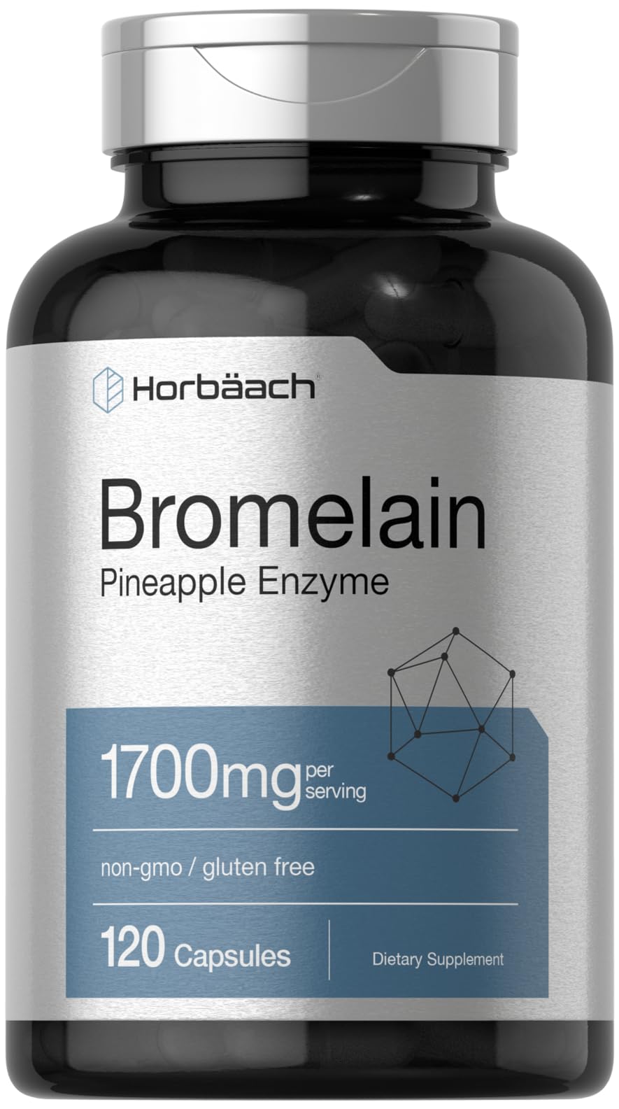 Horbäach Bromelain 1700 mg bottle pineapple enzyme for digestion support
