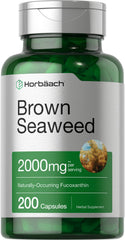 Horbäach Brown Seaweed Extract capsules packaging shows potency and quality.