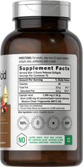 Horbaach Caprylic Acid 1320mg label on bottle highlighting non-GMO and gluten-free features.