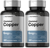 Horbäach Chelated Copper 6 mg bottle pour, easy-to-swallow vegetarian tablets.
