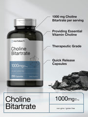 Horbaach choline bottle label detail with 410 mg choline per capsule.