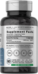 Horbaach Chromium Picolinate 1000mcg label highlighting gluten-free vegetarian formula.