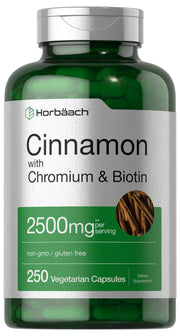 Horbäach Cinnamon with Chromium & Biotin bottle, premium daily wellness supplement.