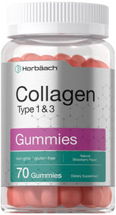 Horbäach collagen gummies strawberry bottle 70 count for daily beauty support