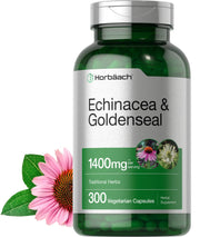 Horbäach Echinacea Goldenseal capsules bottle for easy daily use.