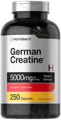 Horbaach German Creatine Monohydrate packaging highlights Creapure purity for reliable performance