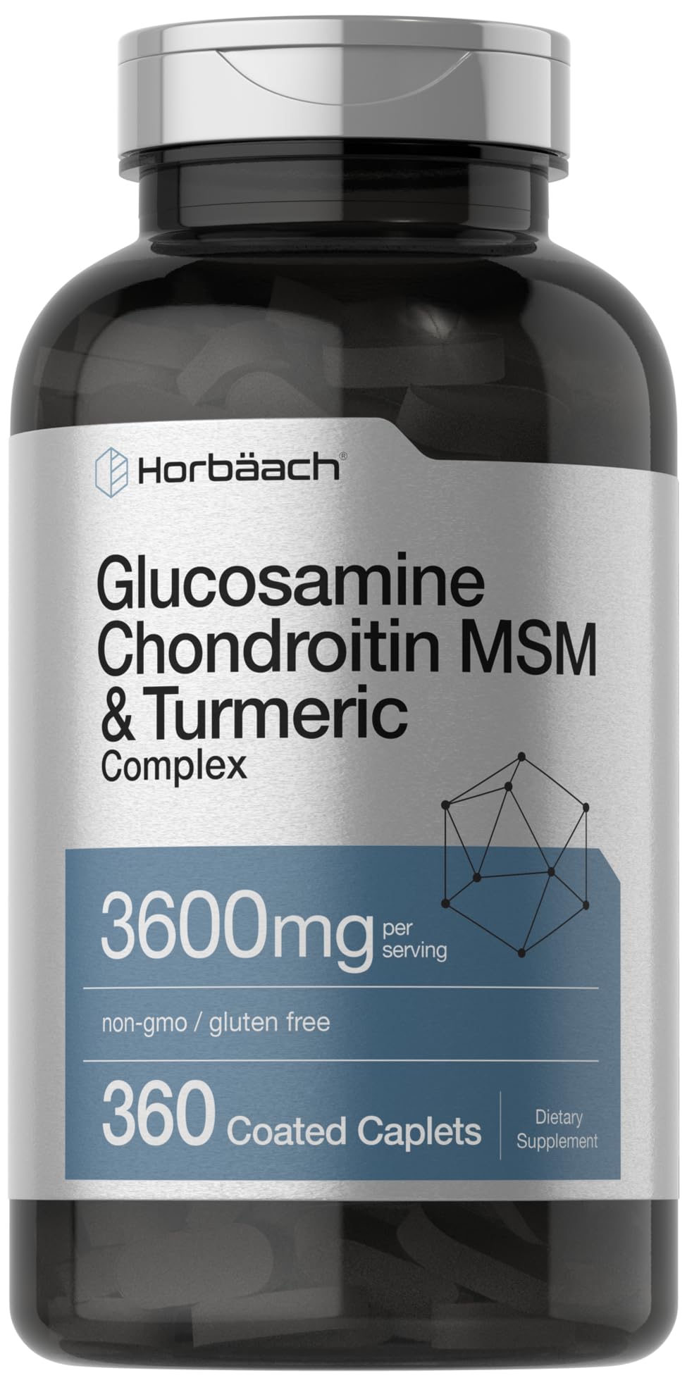 Horbäach glucosamine-chondroitin-msm bottle on shelf supports everyday joint comfort