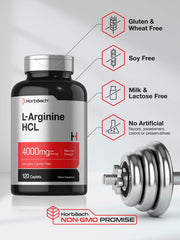 Horbaach gluten-free non-GMO vegetarian symbol for L-Arginine 4000mg