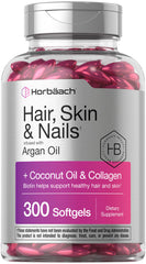 Horbäach Hair Skin Nails softgels with argan and coconut oil for a beauty-supporting routine
