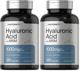 Horbäach Hyaluronic Acid with MSM bottle front showing high potency per serving.