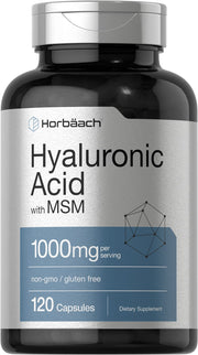 Horbäach Hyaluronic Acid with MSM bottle for easy daily dosing.