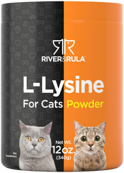 Horbäach L-Lysine Powder for Cats bottle on shelf supports daily amino acid intake