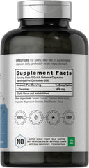 Horbäach L-Theanine 400mg capsules close-up for high-potency focus.