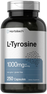 Horbäach L-Tirosina cápsulas de 1000 mg para enfoque diario.