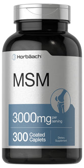 Horbäach MSM bottle front shows 3000 mg potency for daily use.
