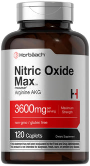 Horbäach Nitric Oxide Max 3600mg bottle front view for athletic support.