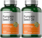 Horbäach pumpkin seed oil bottle front with high potency 3000 mg per serving