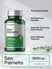Horbäach Saw Palmetto Extract label close-up showing gluten-free and non-GMO claims.
