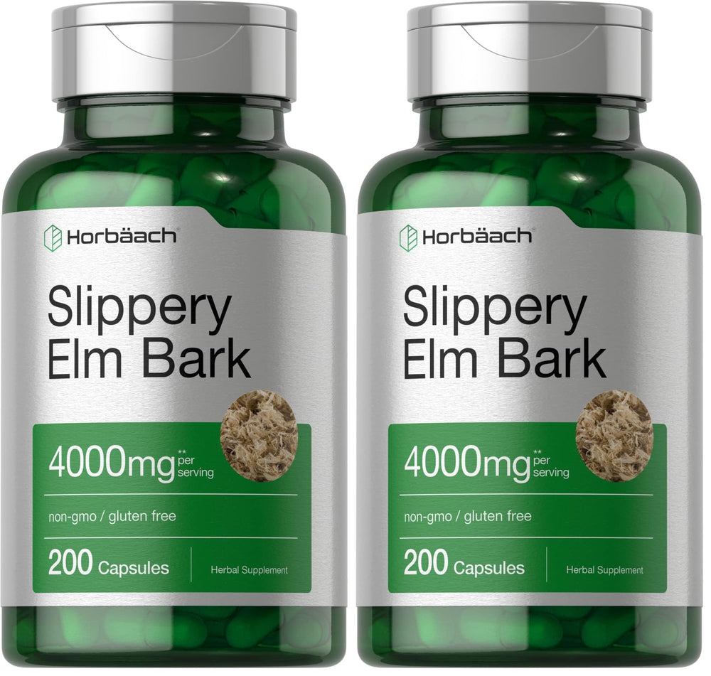 Horbäach Slippery Elm Bark Capsules bottle for daily wellness.