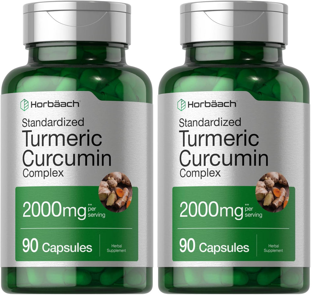 Horbäach Turmeric Curcumin 2000mg bottle front for daily wellness