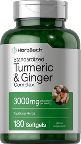 Horbäach Turmeric Ginger Softgel bottle for daily wellness routine.