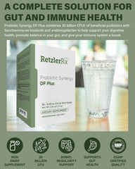 Close-up of HormoneSynergy Probiotic Synergy DF Plus label for gut support