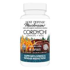 Host Defense CordyChi capsules bottle ready for daily energy and immune support.