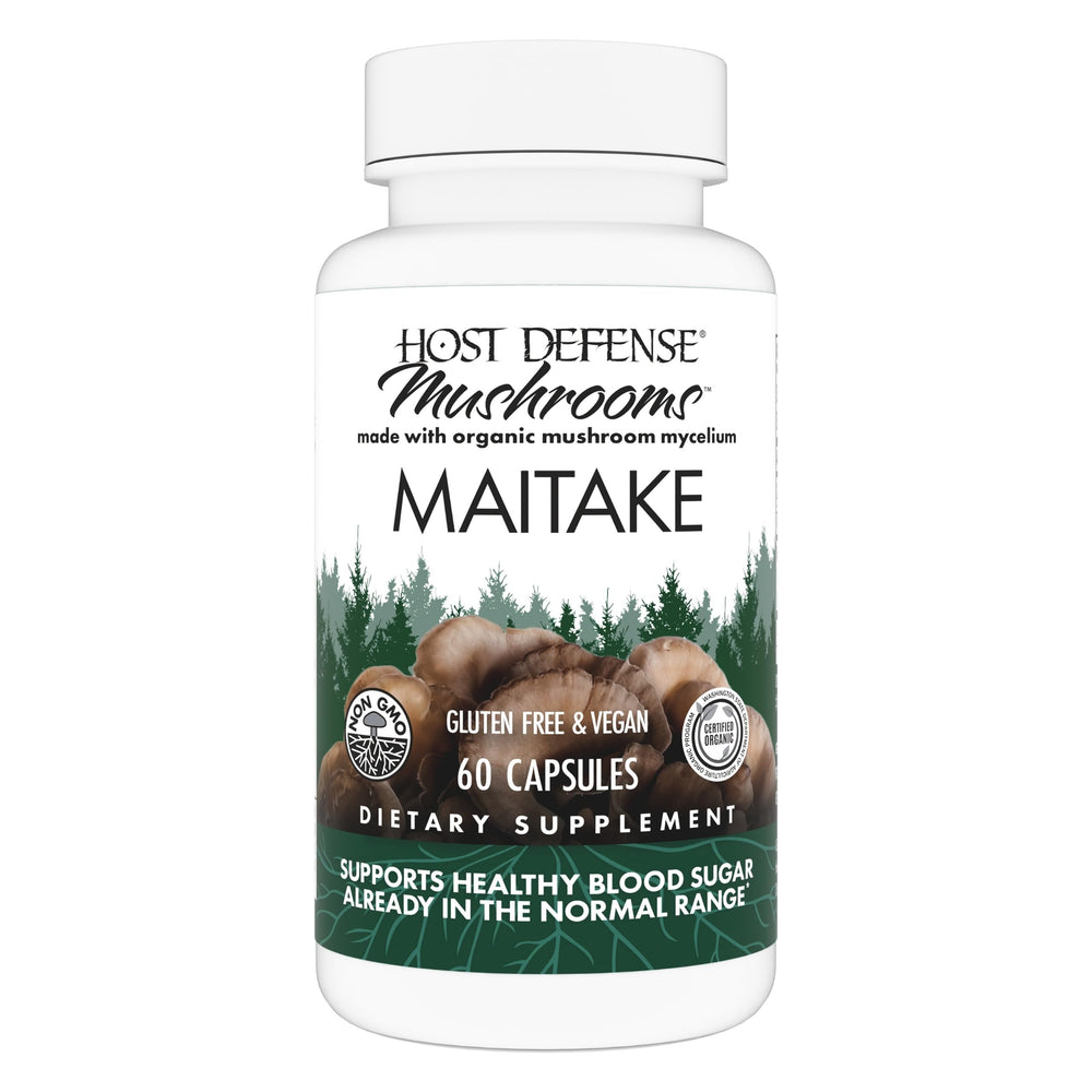 Host Defense Maitake Capsules bottle for daily immune support.