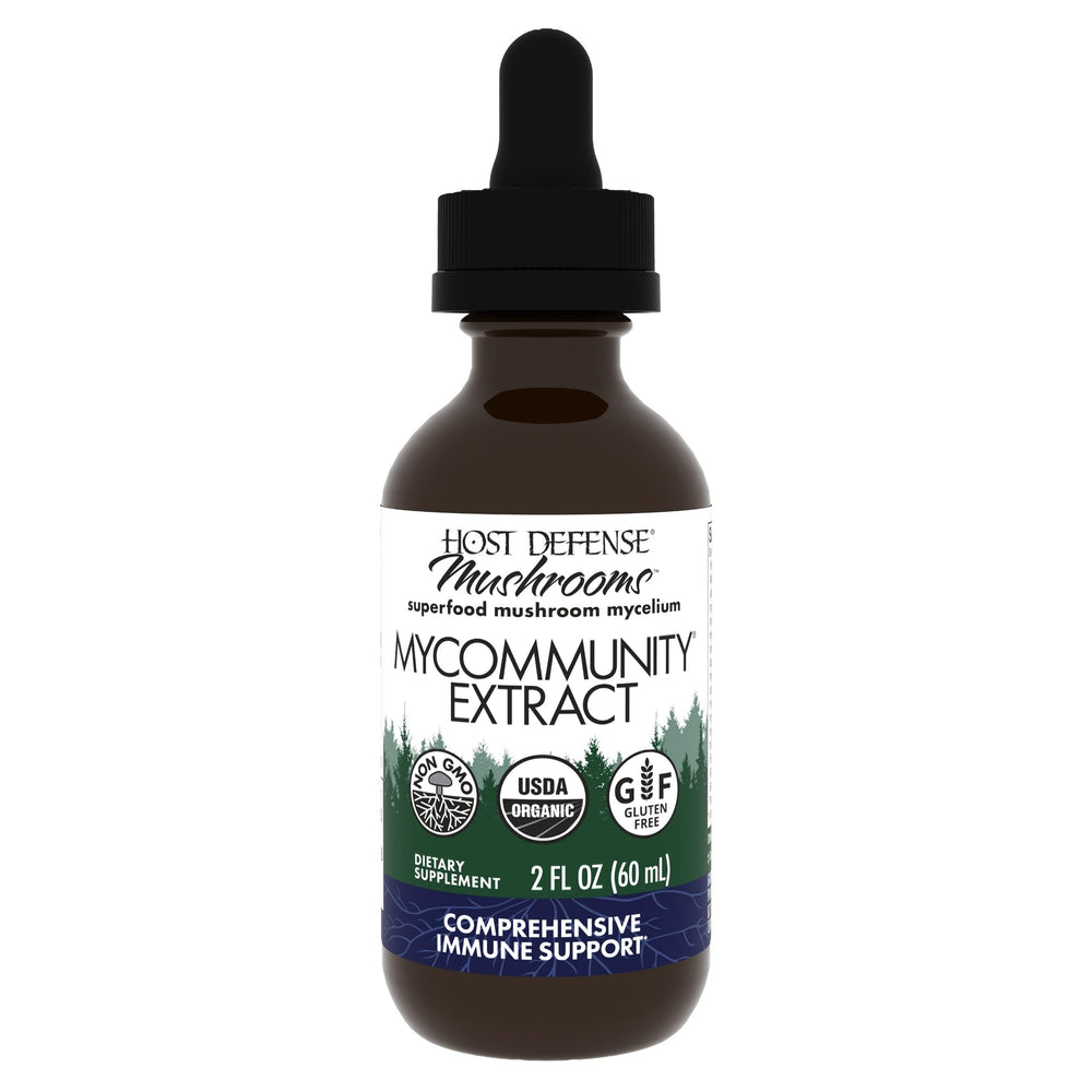 Host Defense MyCommunity extract bottle supports daily immune balance.