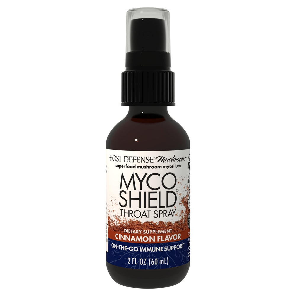 Host Defense MycoShield throat spray bottle ready for on-the-go immune support