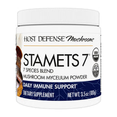 Host Defense Stamets 7 powder jar front supports daily immune health